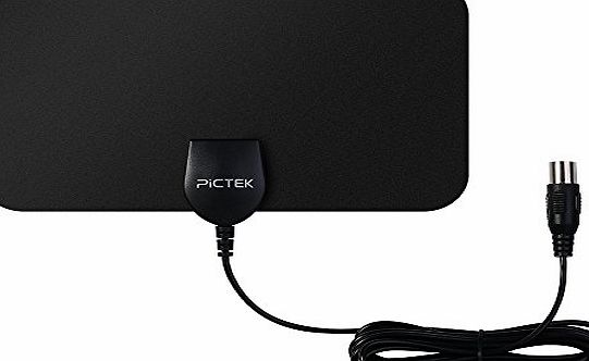 Pictek TV Aerial - Pictek [New Version] Indoor TV Aerial Ultra-Thin Amplified 25 Miles Range Digital HDTV Antenna, Black